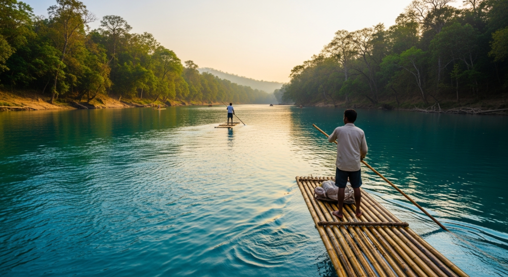 Bamboo rafting in Kanger river at Dhudmaras Village Bastar